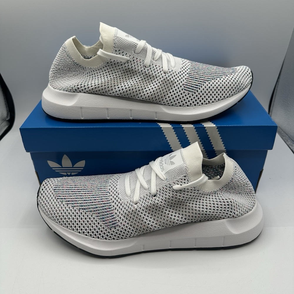 Adidas Swift Run PK Shoes Mens 10 White/Grey One/Core Black Knit Sneakers CG4126